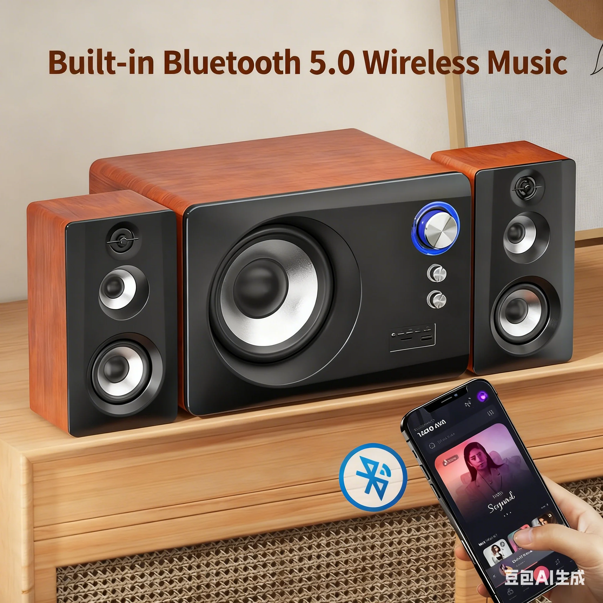 Gaming Speaker 2.1 - Altavoces Bluetooth 2.1 de Madera A-7800,
