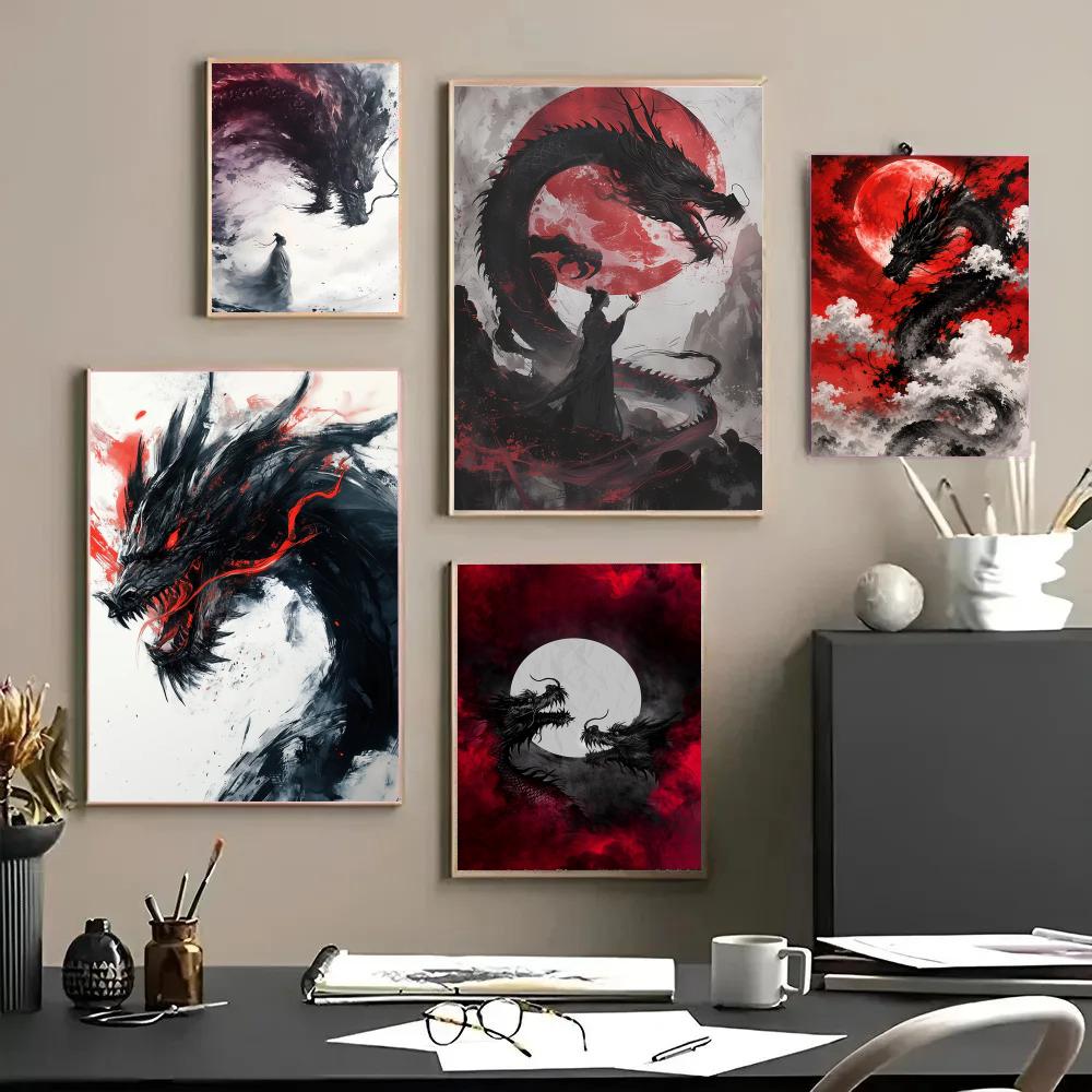 Esports Gaming Room - Póster de dragón negro, pegatinas impermeables,