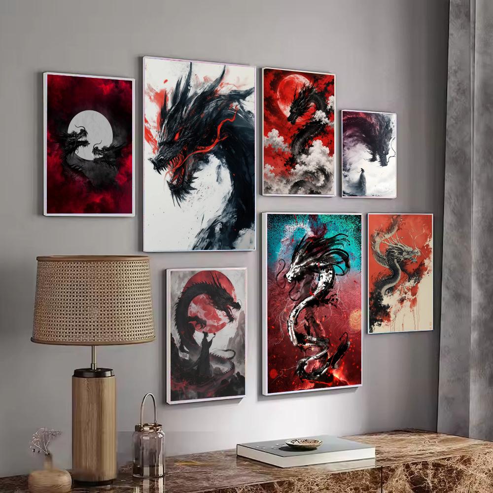Póster de dragón negro, pegati - Esports Gaming Room reseña y precio